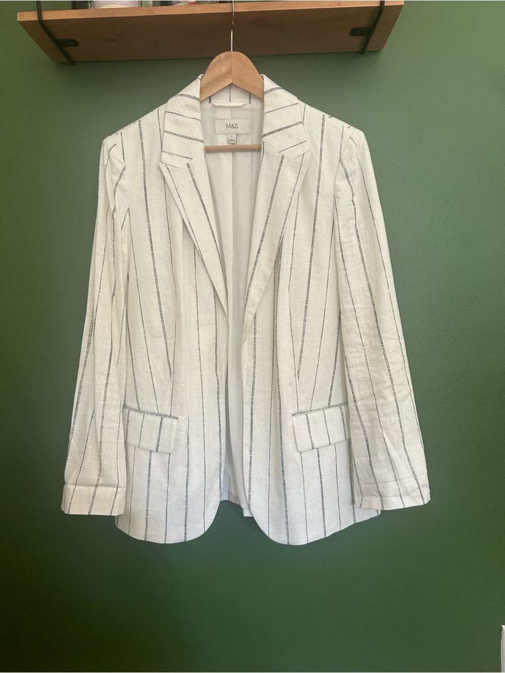 Marks & Spencer Women's Cream Striped Blazer, size 8 (EUR 40)